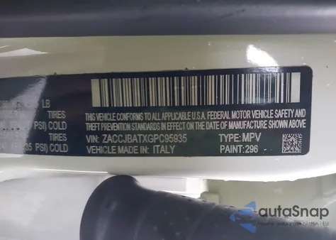 2016 Jeep Renegade Sport from USA, damaged, VIN ZACCJBATXGPC95935